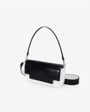 Find Kapoor Lia Bag 27 Crinkled Tote Women's Crossbody Bags White Black | AMU3377GM