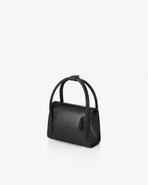 Find Kapoor Marty Bag 18 Lizard Tote Women's Crossbody Bags Black | IMO2193NM