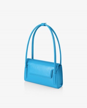 Find Kapoor Marty Bag 26 Crinkled Tote Women's Shoulder Bags Turquoise Blue | GDV2051AR