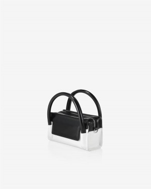 Find Kapoor Marty Bag B 18 Crinkled Tote Women's Crossbody Bags White Black | GAK286GZ