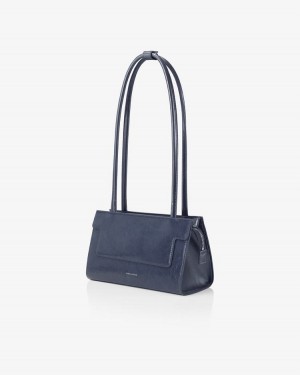 Find Kapoor Marty Brick Bag 24 Crinkled Tote Women's Shoulder Bags Navy | YIX9120TD