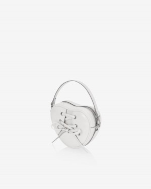 Find Kapoor Ribbon Tie Heart Tote Women's Crossbody Bags White | TGV8084WU