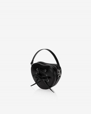 Find Kapoor Ribbon Tie Heart Tote Women's Crossbody Bags Black | VQZ381OS