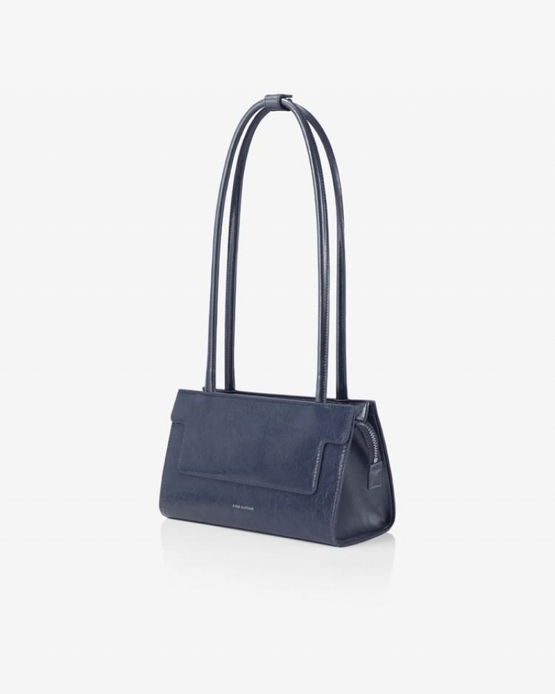 Find Kapoor Marty Brick Bag 24 Crinkled Tote Women's Shoulder Bags Navy | YIX9120TD