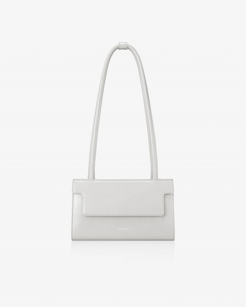 Find Kapoor Marty Brick Bag 24 Crinkled Tote Women's Shoulder Bags White Grey | WQD9112ZW