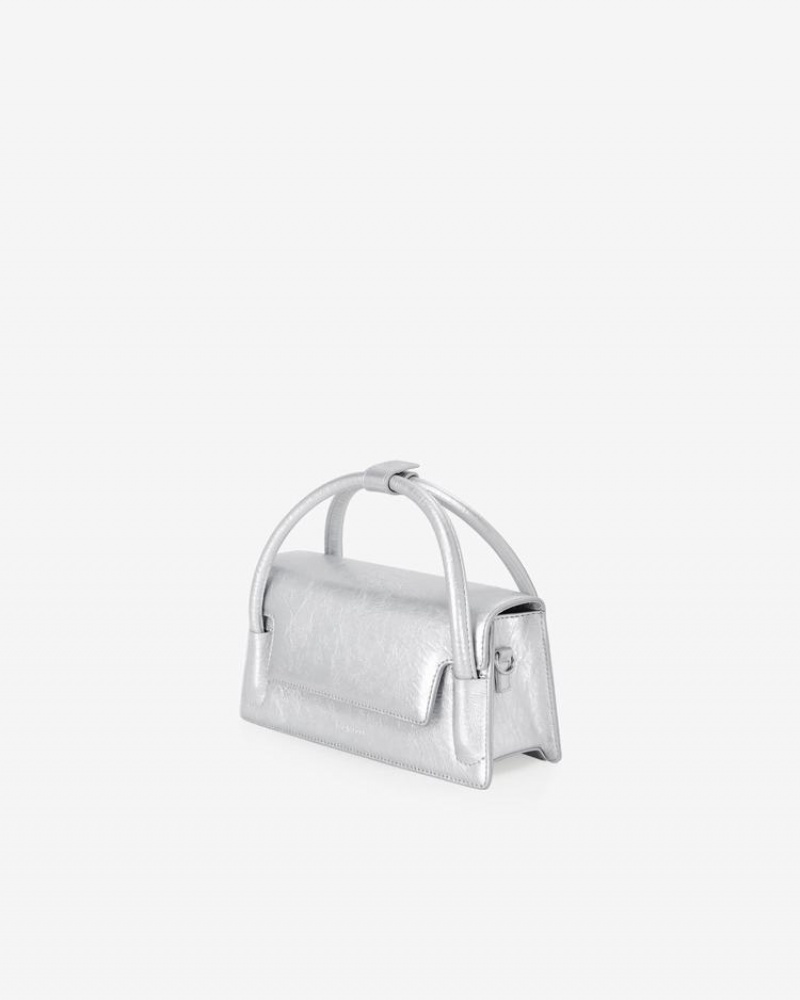 Find Kapoor Marty Wedge Bag 22 Crinkled Tote Women's Crossbody Bags Silver | TZL9652VT