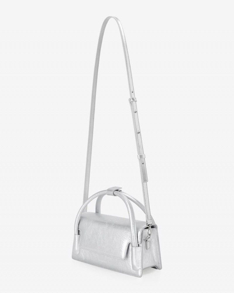 Find Kapoor Marty Wedge Bag 22 Crinkled Tote Women's Crossbody Bags Silver | TZL9652VT