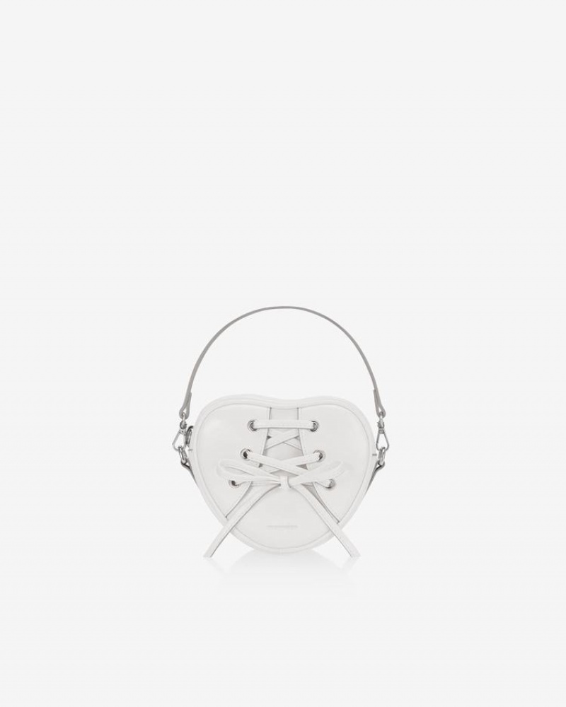 Find Kapoor Ribbon Tie Heart Tote Women's Crossbody Bags White | TGV8084WU