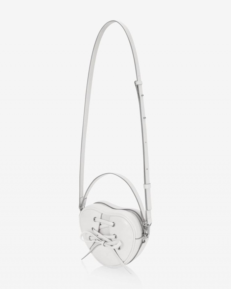 Find Kapoor Ribbon Tie Heart Tote Women's Crossbody Bags White | TGV8084WU